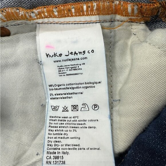 Nudie Jeans Co Dark Blue Denim thin Finn Dry Tight Pants Men’s Size 32x34 US - Picture 6 of 15